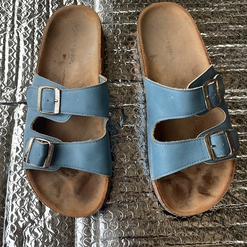 Ava & Grace Blue Sandals with Cork Sole